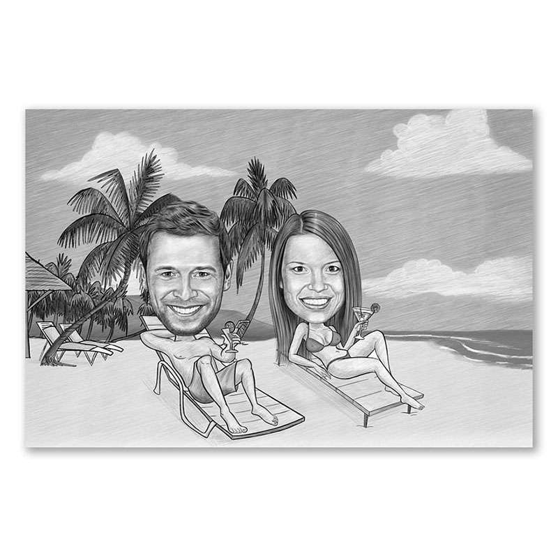 Bild von   karikatur vom foto am strandjpg | Individuelle 🎁 persönliche 🎁 personalisierte Geschenke bedruckt ▪ bestickt ▪ graviert