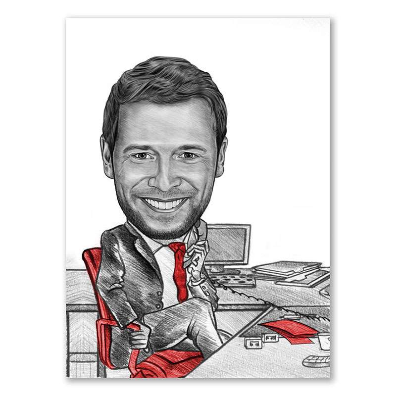 Bild von   karikatur vom foto manager bjpg | Individuelle 🎁 persönliche 🎁 personalisierte Geschenke bedruckt ▪ bestickt ▪ graviert