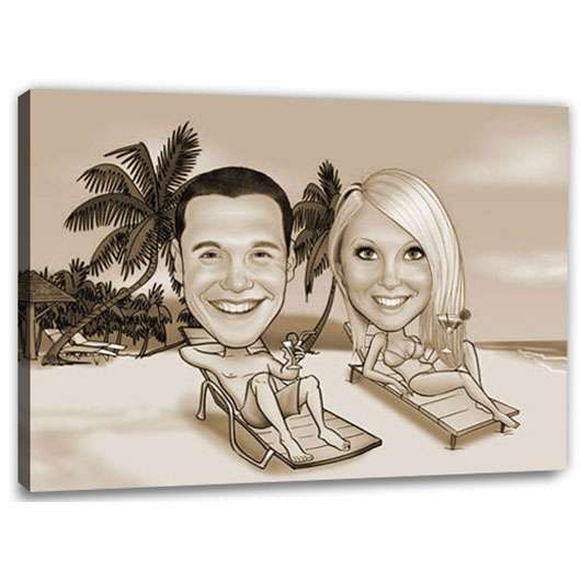 Bild von   karikatur vom foto am strandjpg | Individuelle 🎁 persönliche 🎁 personalisierte Geschenke bedruckt ▪ bestickt ▪ graviert