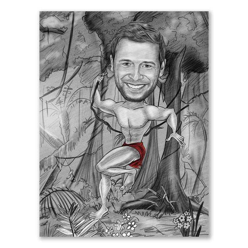 Bild von   karikatur vom foto tarzan zejpg | Individuelle 🎁 persönliche 🎁 personalisierte Geschenke bedruckt ▪ bestickt ▪ graviert