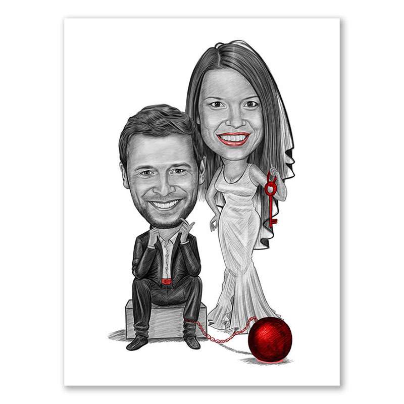 Bild von   karikatur vom foto angekettejpg | Individuelle 🎁 persönliche 🎁 personalisierte Geschenke bedruckt ▪ bestickt ▪ graviert