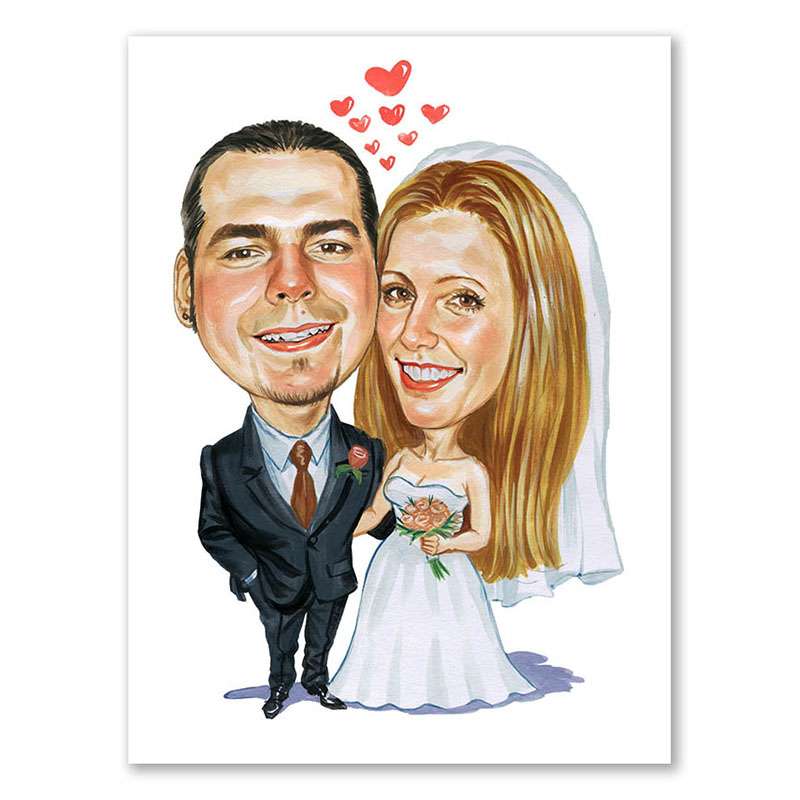 Bild von   karikatur vom foto brautpaarjpg | Individuelle 🎁 persönliche 🎁 personalisierte Geschenke bedruckt ▪ bestickt ▪ graviert
