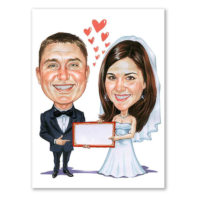 Bild von   karikatur vom foto wir heirajpg | Individuelle 🎁 persönliche 🎁 personalisierte Geschenke bedruckt ▪ bestickt ▪ graviert