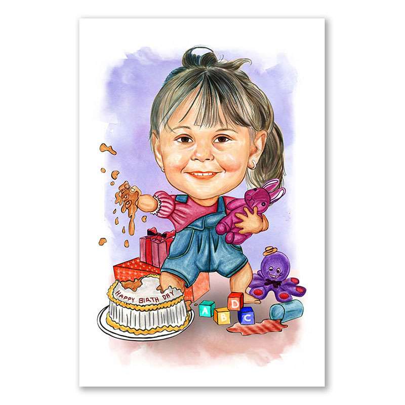 Bild von   karikatur vom foto kind gebujpg | Individuelle 🎁 persönliche 🎁 personalisierte Geschenke bedruckt ▪ bestickt ▪ graviert