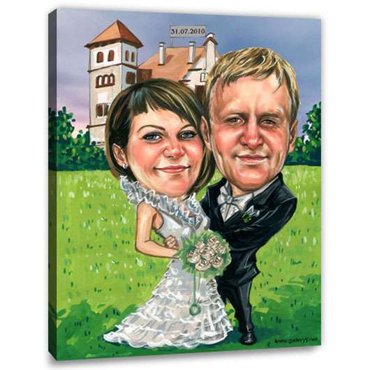 Bild von   karikatur vom foto hochzeitjpg | Individuelle 🎁 persönliche 🎁 personalisierte Geschenke bedruckt ▪ bestickt ▪ graviert