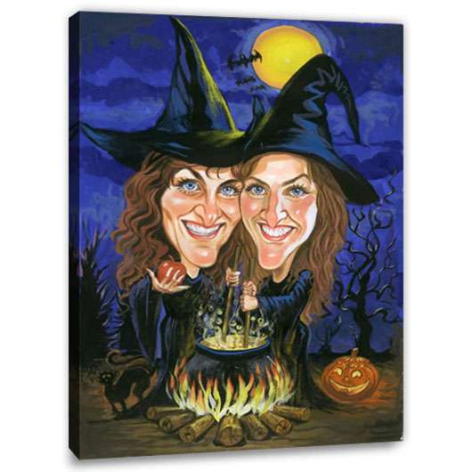 Bild von   karikatur vom foto zwei hexejpg | Individuelle 🎁 persönliche 🎁 personalisierte Geschenke bedruckt ▪ bestickt ▪ graviert