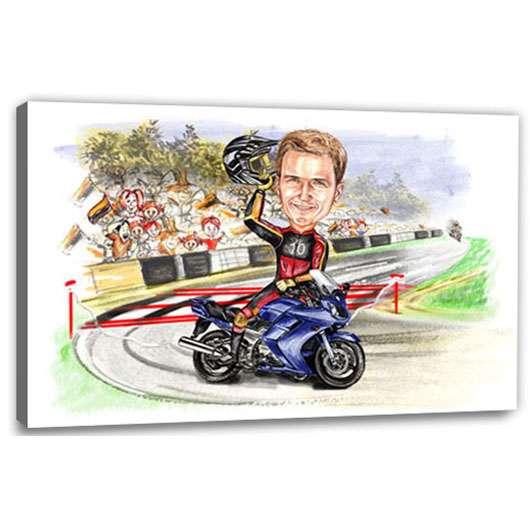 Bild von   karikatur vom foto motorradjpg | Individuelle 🎁 persönliche 🎁 personalisierte Geschenke bedruckt ▪ bestickt ▪ graviert