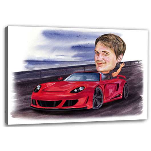 Bild von   karikatur vom foto sportwagejpg | Individuelle 🎁 persönliche 🎁 personalisierte Geschenke bedruckt ▪ bestickt ▪ graviert