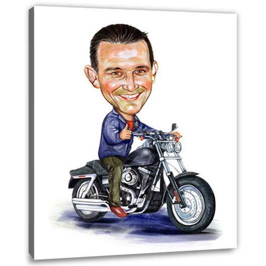 Bild von   karikatur vom foto motorradjpg | Individuelle 🎁 persönliche 🎁 personalisierte Geschenke bedruckt ▪ bestickt ▪ graviert