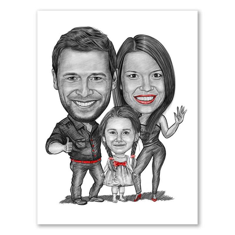 Bild von   karikatur vom foto familie mjpg | Individuelle 🎁 persönliche 🎁 personalisierte Geschenke bedruckt ▪ bestickt ▪ graviert