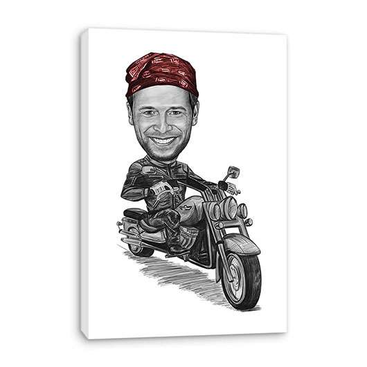 Bild von   karikatur vom foto motoradfajpg | Individuelle 🎁 persönliche 🎁 personalisierte Geschenke bedruckt ▪ bestickt ▪ graviert