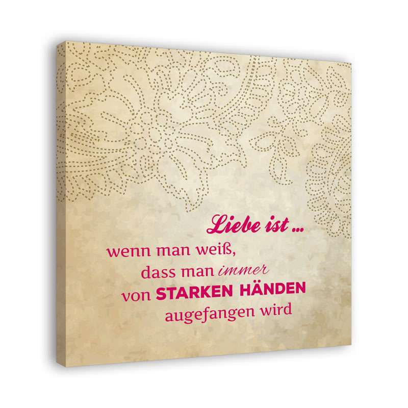 Bild von   spruch auf leinwand liebe isjpg | Individuelle 🎁 persönliche 🎁 personalisierte Geschenke bedruckt ▪ bestickt ▪ graviert