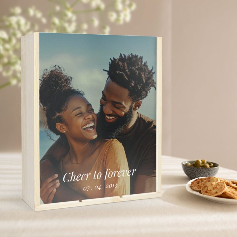 Bild von   bedruckte holzkiste mit platzjpg | Individuelle 🎁 persönliche 🎁 personalisierte Geschenke bedruckt ▪ bestickt ▪ graviert