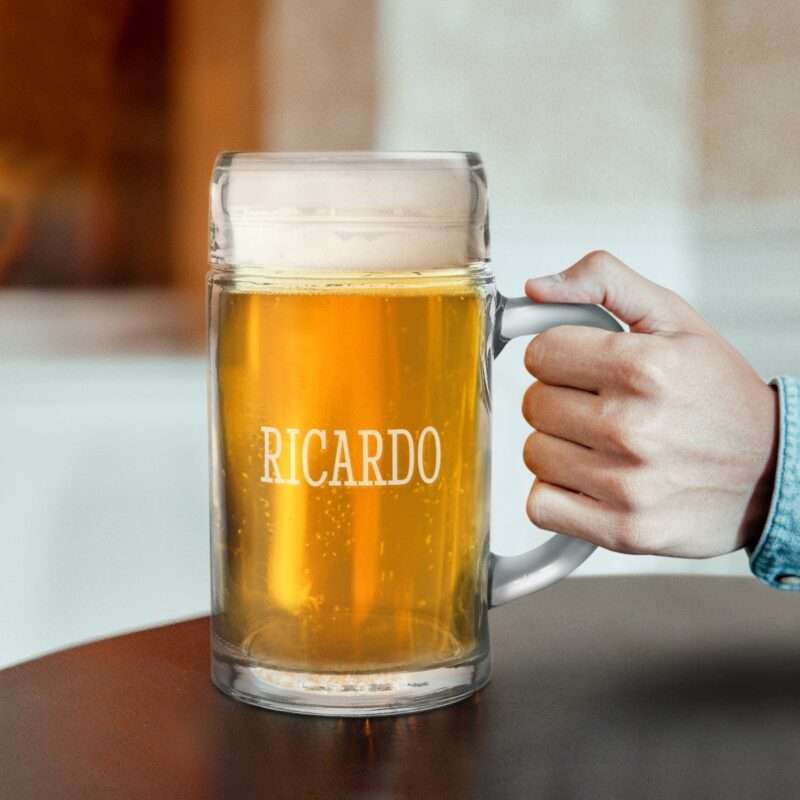 Bild von   bierkrug  liter mit gravurjpg | Individuelle 🎁 persönliche 🎁 personalisierte Geschenke bedruckt ▪ bestickt ▪ graviert