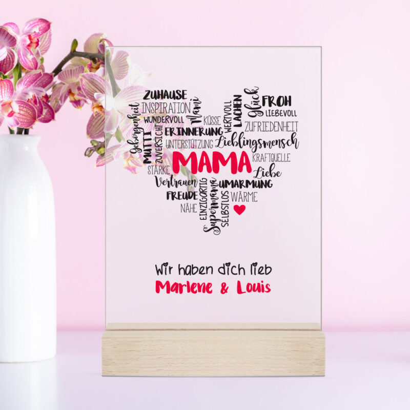 Bild von   acrylaufsteller schriftherz mjpg | Individuelle 🎁 persönliche 🎁 personalisierte Geschenke bedruckt ▪ bestickt ▪ graviert