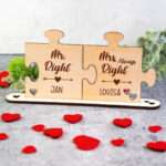 Bild von   holz puzzleteile mr mrsjpg | Individuelle 🎁 persönliche 🎁 personalisierte Geschenke bedruckt ▪ bestickt ▪ graviert