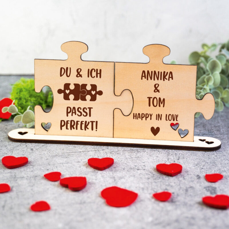 Bild von   holz puzzleteile du und ichjpg | Individuelle 🎁 persönliche 🎁 personalisierte Geschenke bedruckt ▪ bestickt ▪ graviert