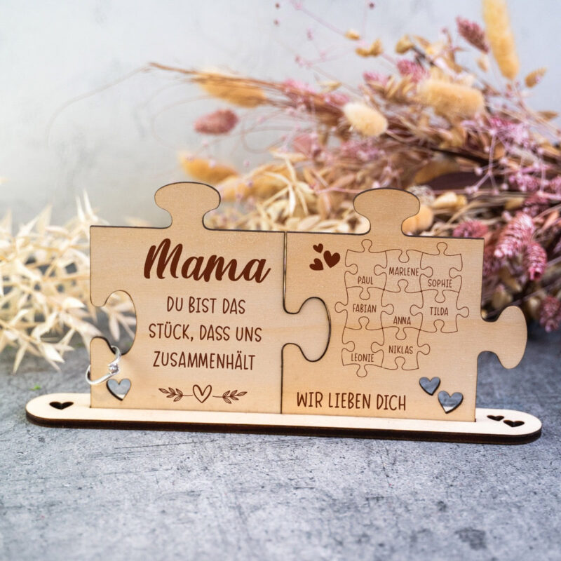 Bild von   holz puzzleteile mama pejpg | Individuelle 🎁 persönliche 🎁 personalisierte Geschenke bedruckt ▪ bestickt ▪ graviert