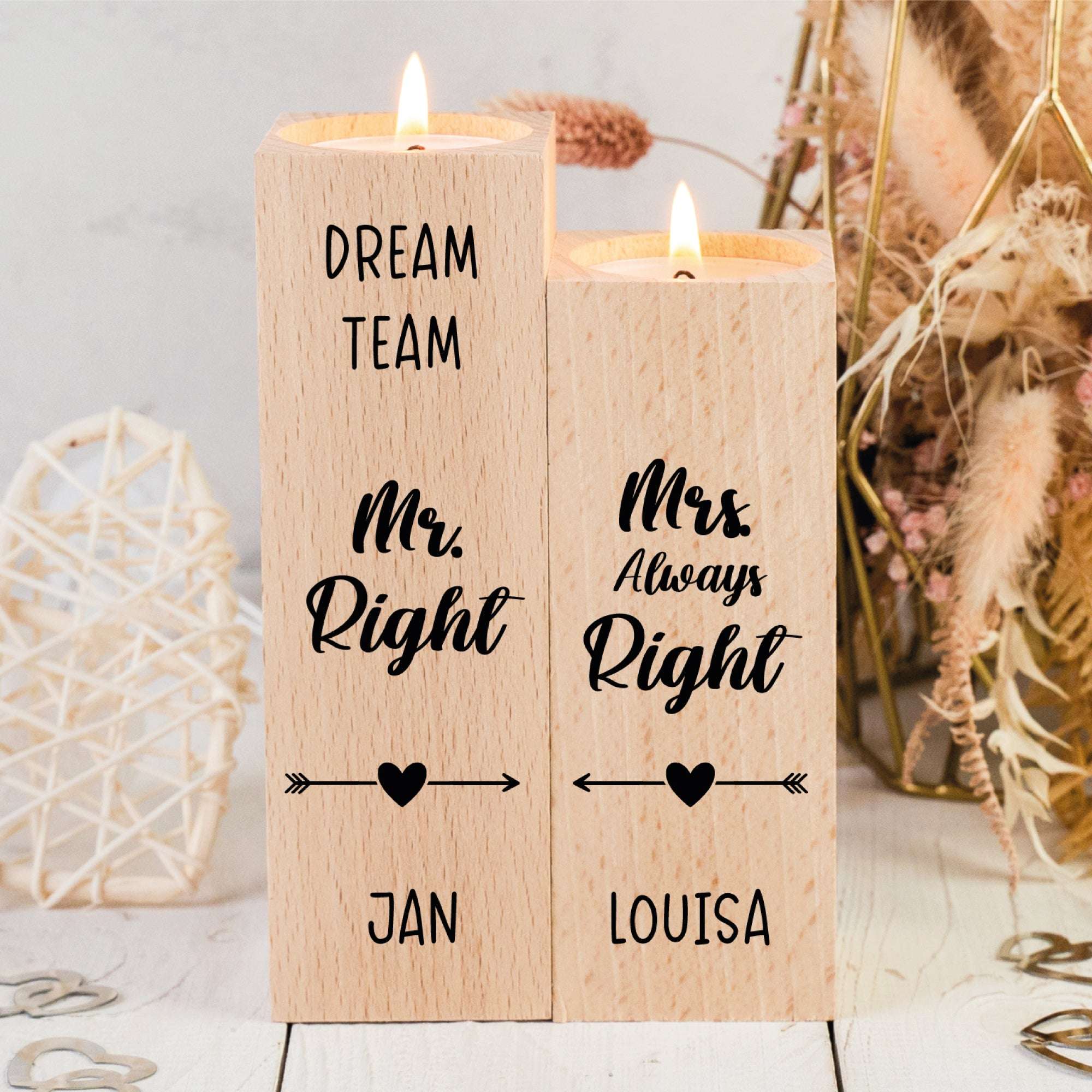 Kerzenhalter "Dreamteam" - personalisiert