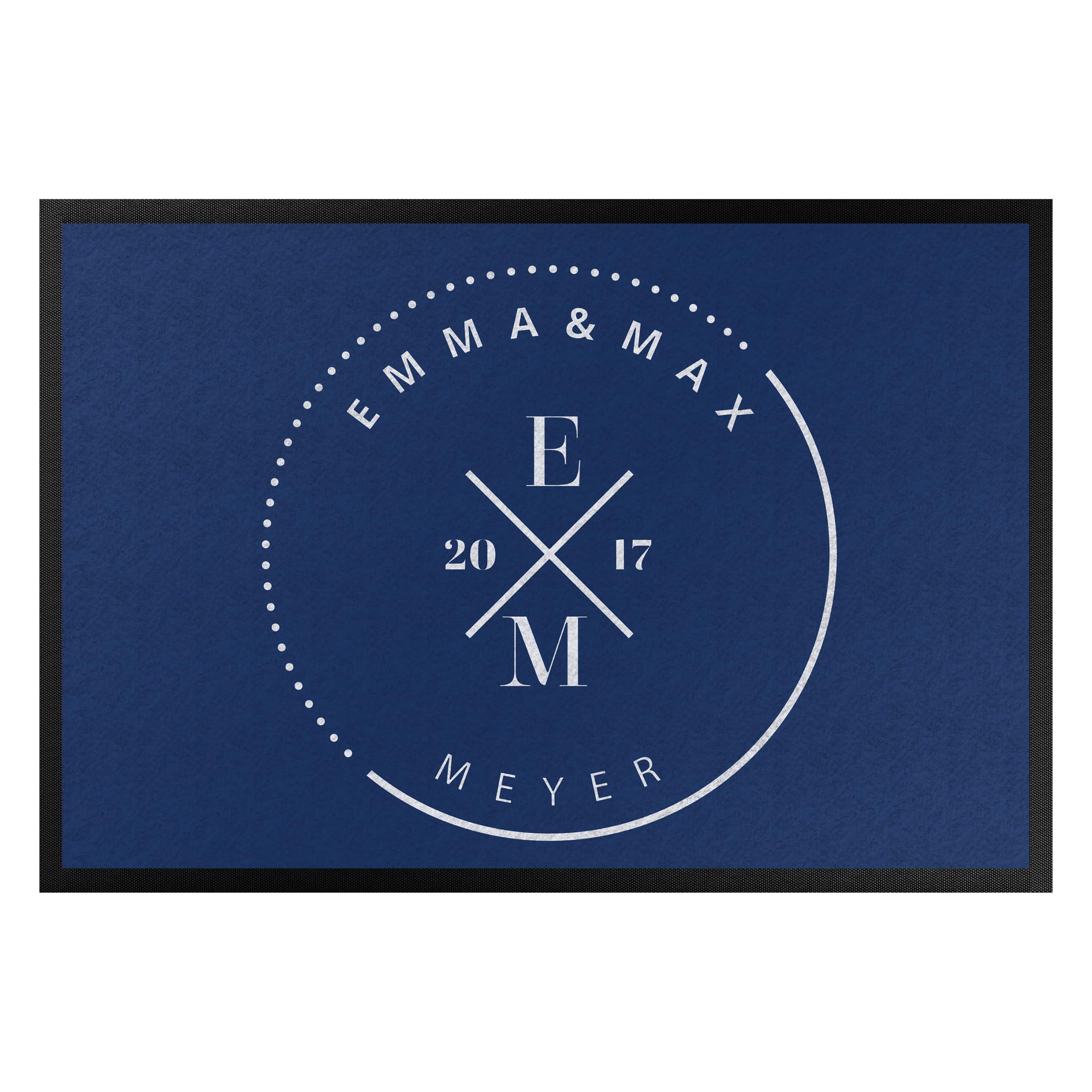 Fußmatte mit eigenem Text Initialien im Kreis Wunschtext