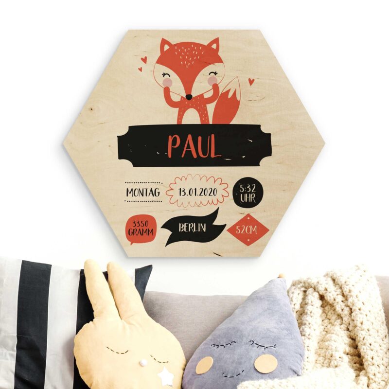 Bild von   hexagon holzbild der freche fujpg | Individuelle 🎁 persönliche 🎁 personalisierte Geschenke bedruckt ▪ bestickt ▪ graviert