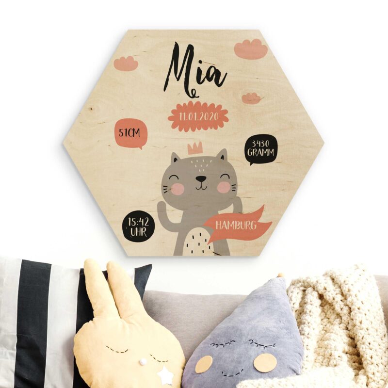 Bild von   hexagon holzbild die gluecklicjpg | Individuelle 🎁 persönliche 🎁 personalisierte Geschenke bedruckt ▪ bestickt ▪ graviert