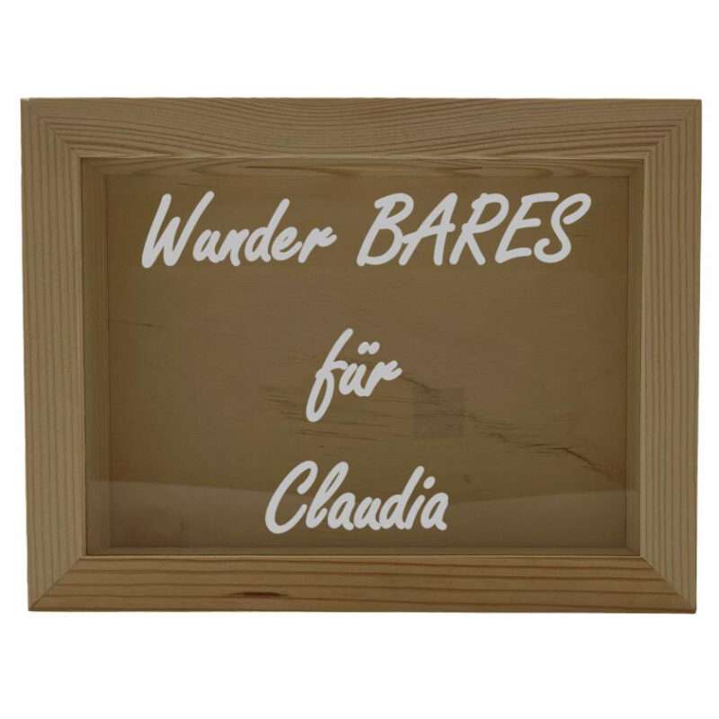 Bild von   holz spardose bilderrahmen mitjpg | Individuelle 🎁 persönliche 🎁 personalisierte Geschenke bedruckt ▪ bestickt ▪ graviert