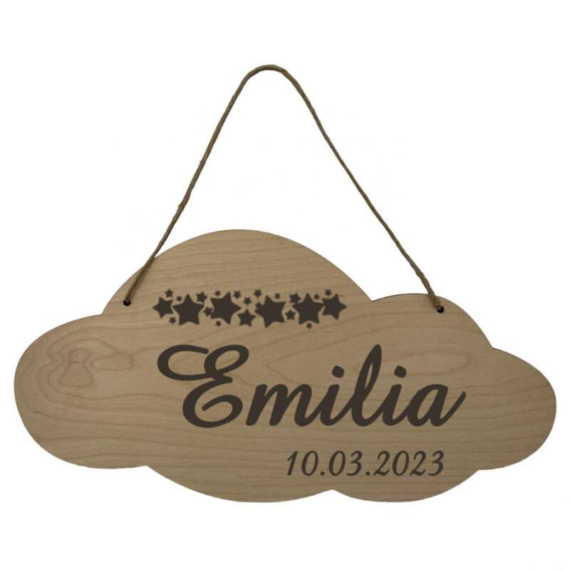 Bild von   holz schild wolke personalisiejpg | Individuelle 🎁 persönliche 🎁 personalisierte Geschenke bedruckt ▪ bestickt ▪ graviert