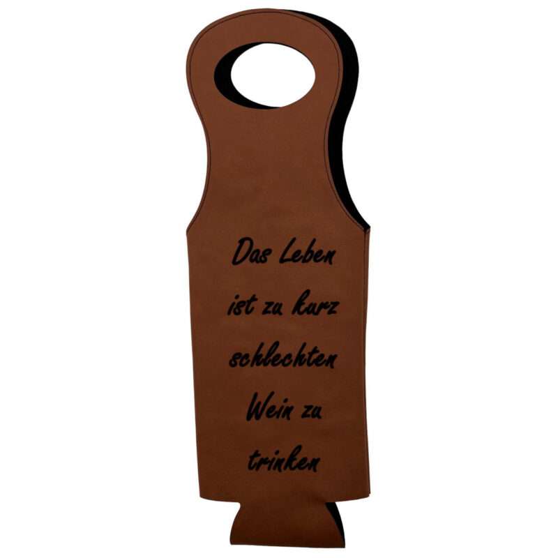 Bild von   flaschentuete kunstleder braunjpg | Individuelle 🎁 persönliche 🎁 personalisierte Geschenke bedruckt ▪ bestickt ▪ graviert
