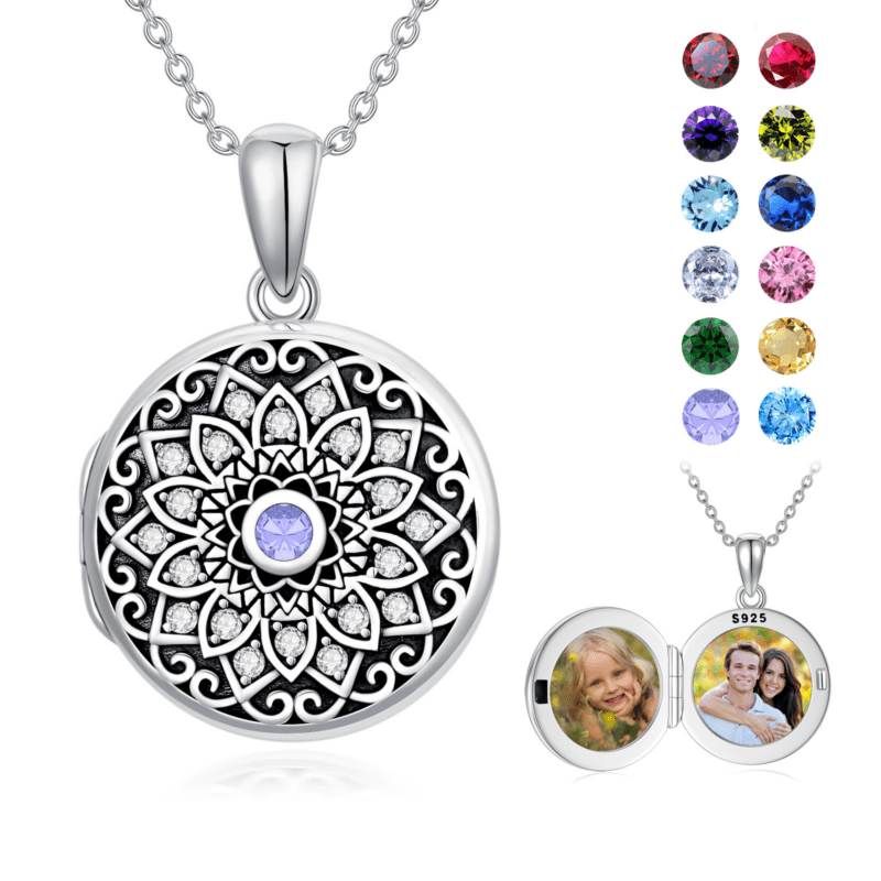 Bild von   sterling silber lotus runde zipng | Individuelle 🎁 persönliche 🎁 personalisierte Geschenke bedruckt ▪ bestickt ▪ graviert