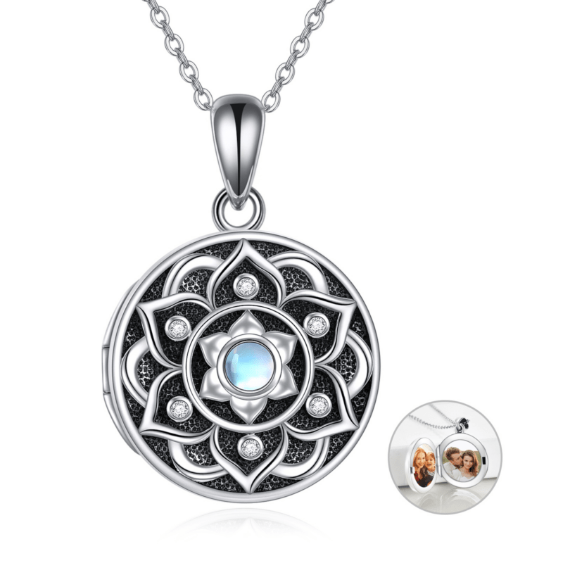 Bild von   sterling silber runde mondsteipng | Individuelle 🎁 persönliche 🎁 personalisierte Geschenke bedruckt ▪ bestickt ▪ graviert