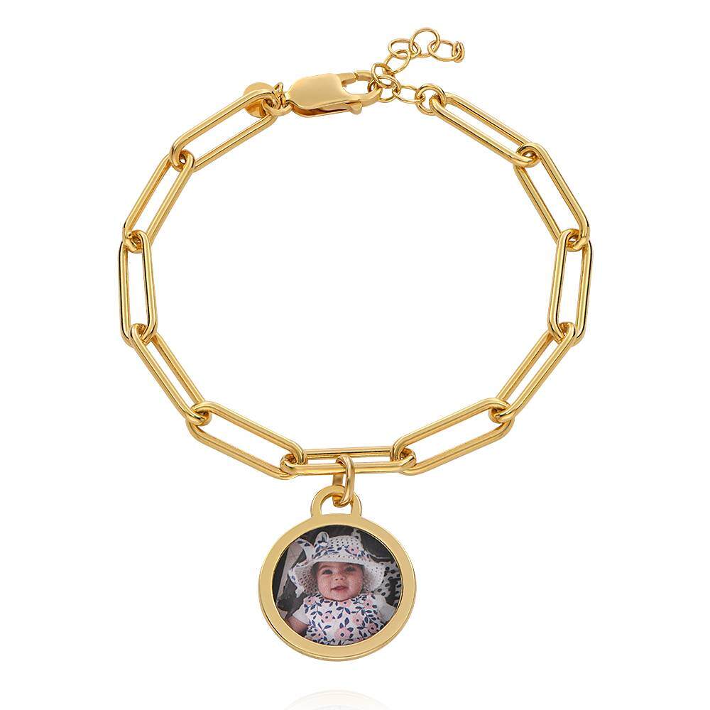 Armband aus Sterlingsilber mit personalisiertem Fotoanhänger und gelbvergoldeter Beschichtung