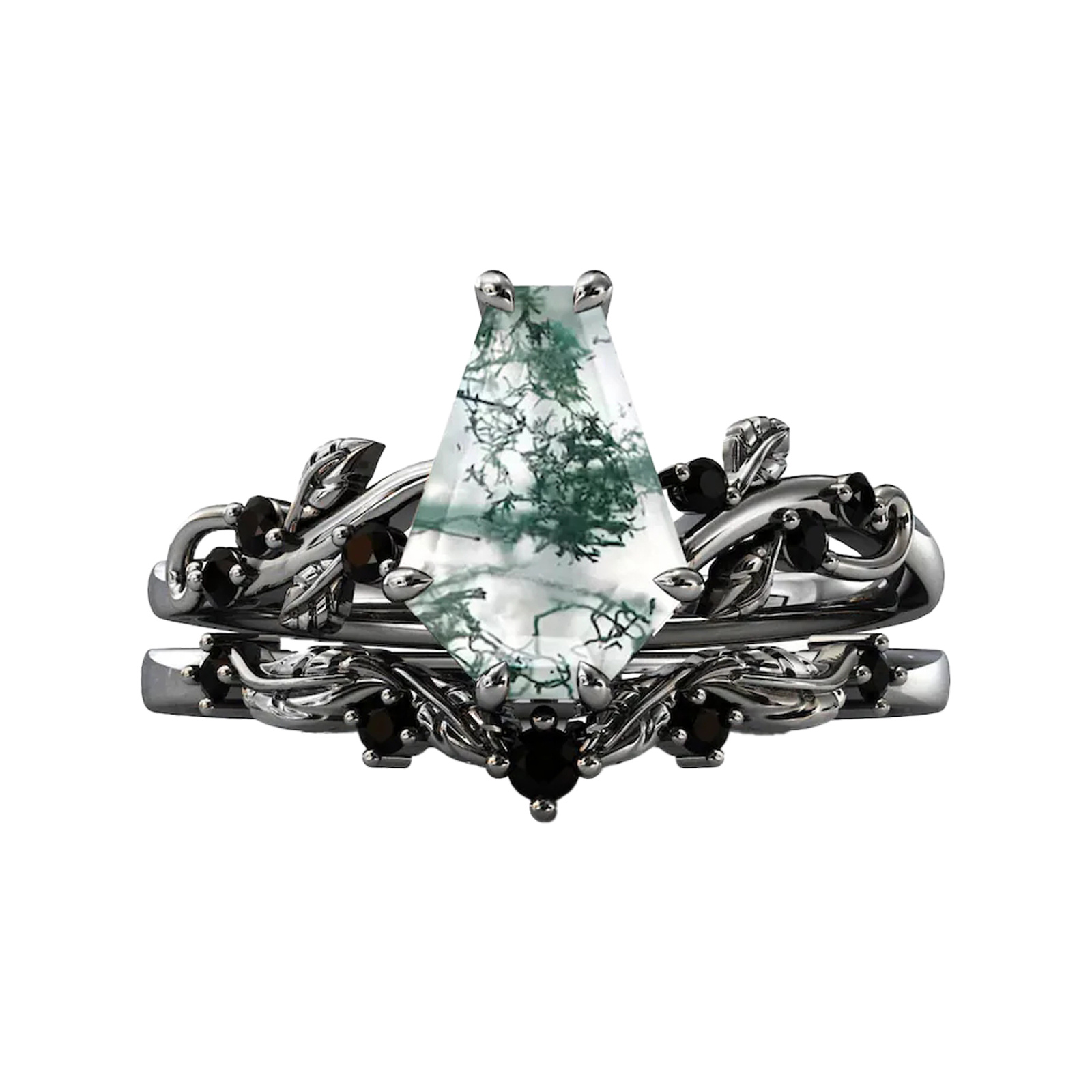Elaborate silver tiara with a large marbled green centerpiece against a white background.