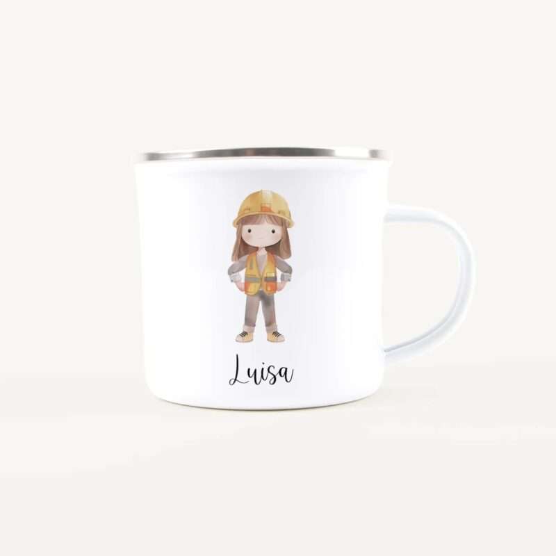 Bild von   emaille tasse bauarbeiterinjpg | Individuelle 🎁 persönliche 🎁 personalisierte Geschenke bedruckt ▪ bestickt ▪ graviert