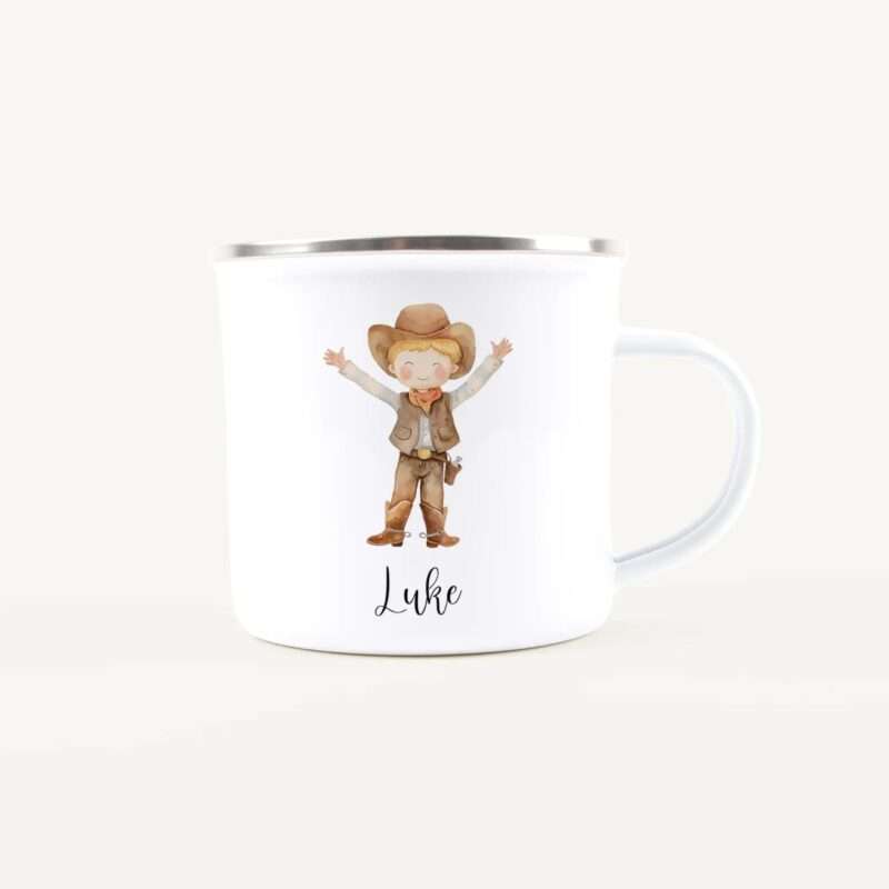 Bild von   emaille tasse cowboyjpg | Individuelle 🎁 persönliche 🎁 personalisierte Geschenke bedruckt ▪ bestickt ▪ graviert