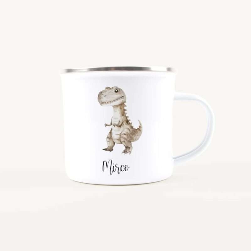 Bild von   emaille tasse dinojpg | Individuelle 🎁 persönliche 🎁 personalisierte Geschenke bedruckt ▪ bestickt ▪ graviert