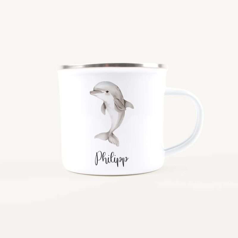 Bild von   emaille tasse delfinjpg | Individuelle 🎁 persönliche 🎁 personalisierte Geschenke bedruckt ▪ bestickt ▪ graviert