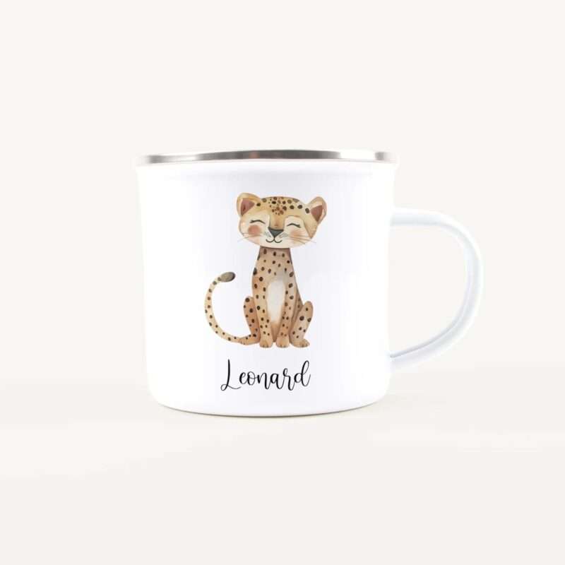 Bild von   emaille tasse gepardjpg | Individuelle 🎁 persönliche 🎁 personalisierte Geschenke bedruckt ▪ bestickt ▪ graviert