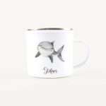 Bild von   emaille tasse haijpg | Individuelle 🎁 persönliche 🎁 personalisierte Geschenke bedruckt ▪ bestickt ▪ graviert