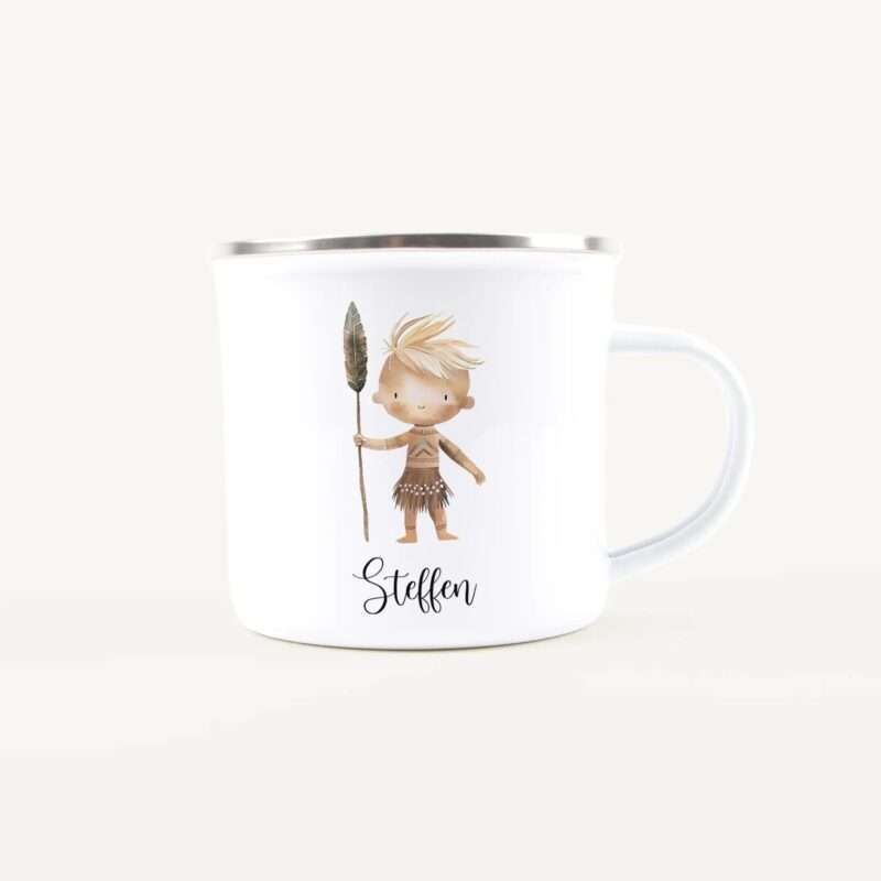Bild von   emaille tasse indianerjpg | Individuelle 🎁 persönliche 🎁 personalisierte Geschenke bedruckt ▪ bestickt ▪ graviert