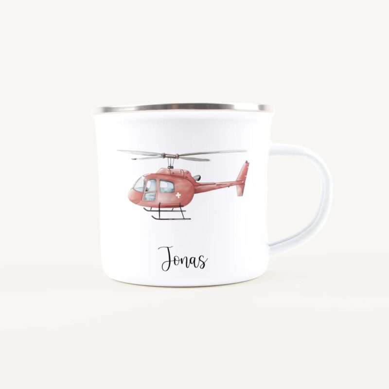 Bild von   emaille tasse hubschrauberjpg | Individuelle 🎁 persönliche 🎁 personalisierte Geschenke bedruckt ▪ bestickt ▪ graviert