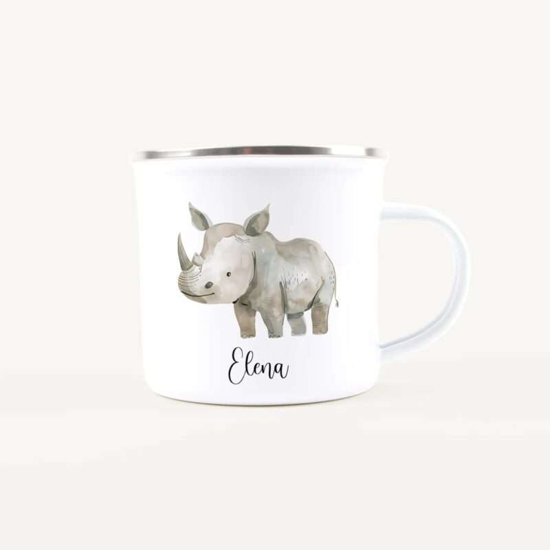 Bild von   emaille tasse nashornjpg | Individuelle 🎁 persönliche 🎁 personalisierte Geschenke bedruckt ▪ bestickt ▪ graviert