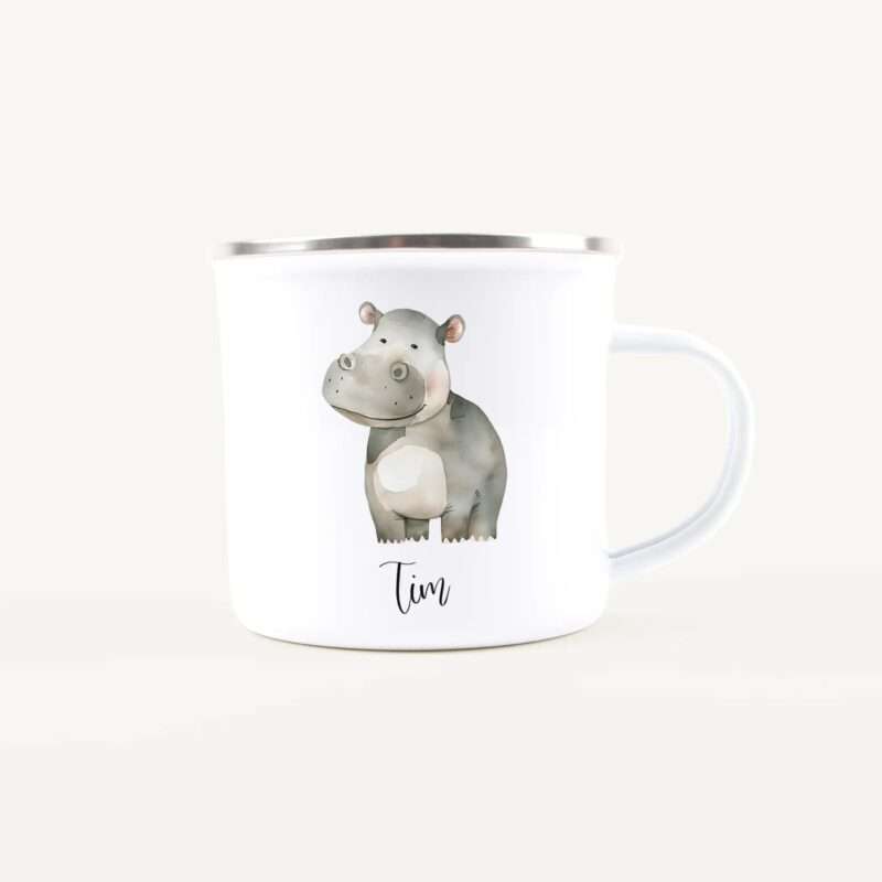 Bild von   emaille tasse nilpferdjpg | Individuelle 🎁 persönliche 🎁 personalisierte Geschenke bedruckt ▪ bestickt ▪ graviert