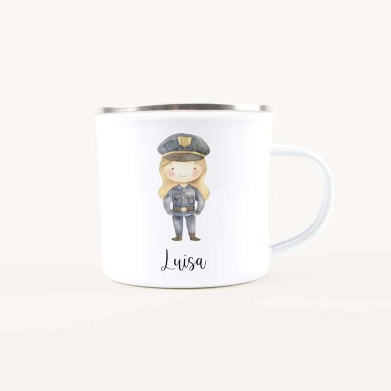 Bild von   emaille tasse polizistinjpg | Individuelle 🎁 persönliche 🎁 personalisierte Geschenke bedruckt ▪ bestickt ▪ graviert