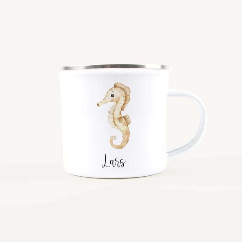 Bild von   emaille tasse seepferdchenjpg | Individuelle 🎁 persönliche 🎁 personalisierte Geschenke bedruckt ▪ bestickt ▪ graviert