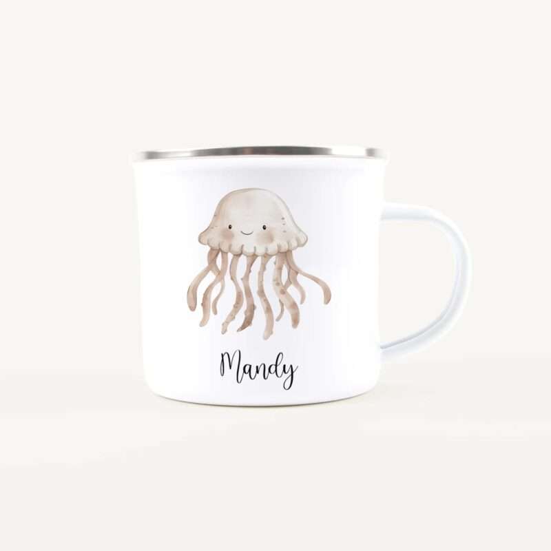 Bild von   emaille tasse quallejpg | Individuelle 🎁 persönliche 🎁 personalisierte Geschenke bedruckt ▪ bestickt ▪ graviert