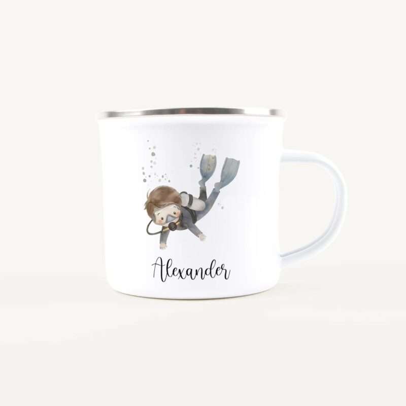 Bild von   emaille tasse taucherjpg | Individuelle 🎁 persönliche 🎁 personalisierte Geschenke bedruckt ▪ bestickt ▪ graviert