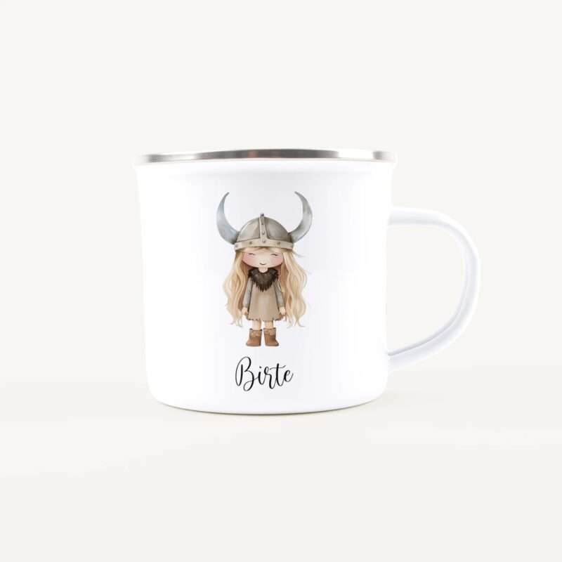 Bild von   emaille tasse wikingerinjpg | Individuelle 🎁 persönliche 🎁 personalisierte Geschenke bedruckt ▪ bestickt ▪ graviert