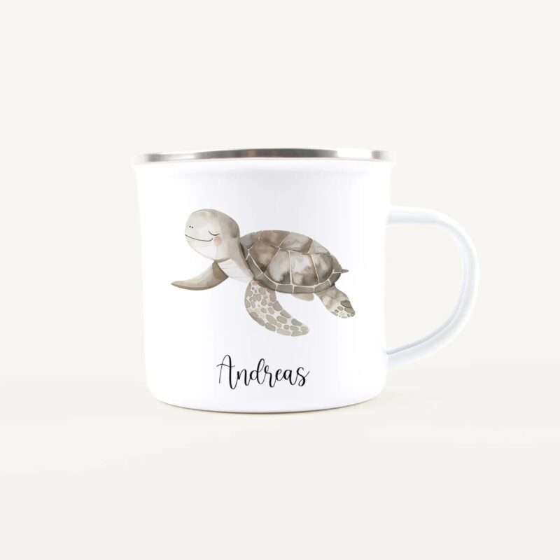 Bild von   emaille tasse schildkroetejpg | Individuelle 🎁 persönliche 🎁 personalisierte Geschenke bedruckt ▪ bestickt ▪ graviert
