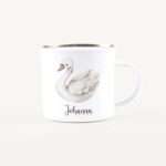 Bild von   emaille tasse schwanjpg | Individuelle 🎁 persönliche 🎁 personalisierte Geschenke bedruckt ▪ bestickt ▪ graviert